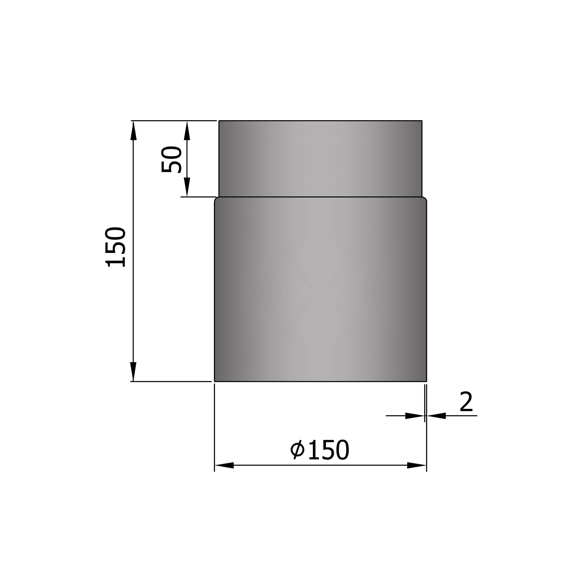 Rauchrohr Stahl 150 mm hellgrau