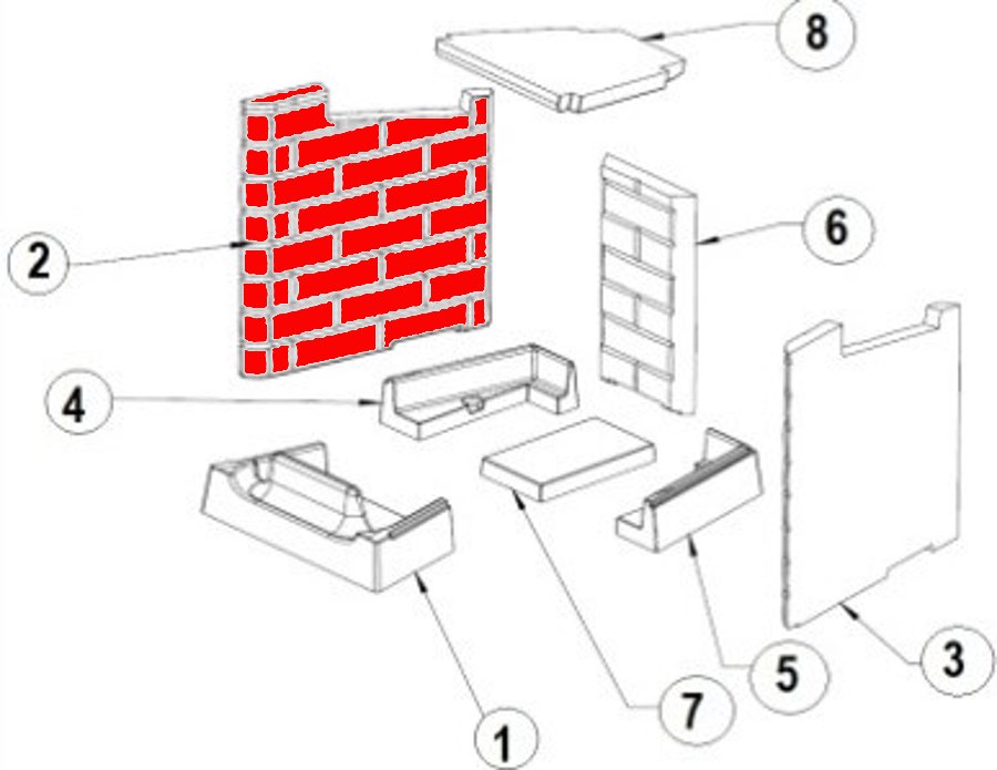 Austroflamm Ceres 450/510 cegła boczna z lewej strony A Austroflamm Ceres 450/510 cegła boczna z lewej strony A