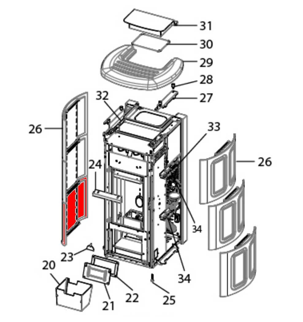 MCZ SUITE Comfort Air Zijpaneel links onder Salt and Pepper