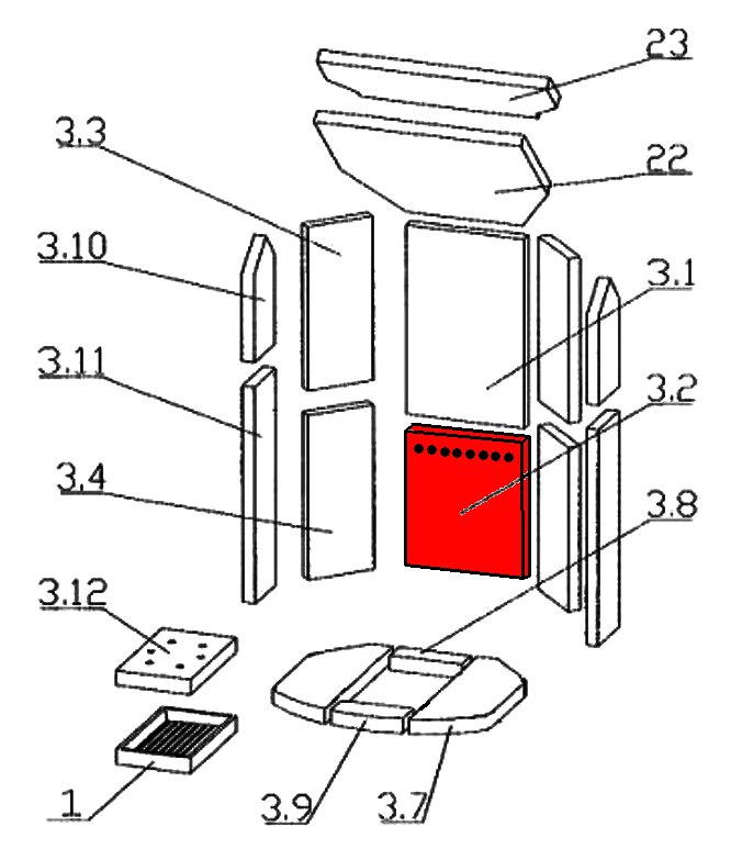 Oranier Polar 8 Rückwandstein unten C Explosionszeichnung Oranier Polar 8 Rückwandstein unten C Explosionszeichnung