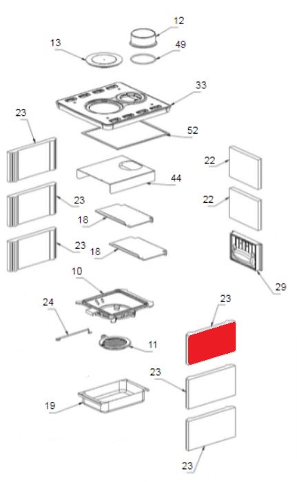 La Nordica Tea Seitenstein rechts oben Explosionszeichnung La Nordica Tea Seitenstein rechts oben Explosionszeichnung