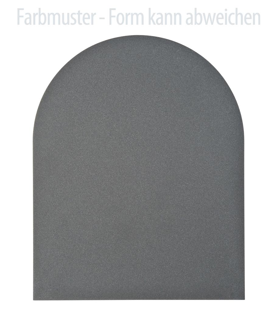Kamin Bodenplatte, 2 mm Stahl, Rundbogen 1000 x 1000 mm, hellgrau
