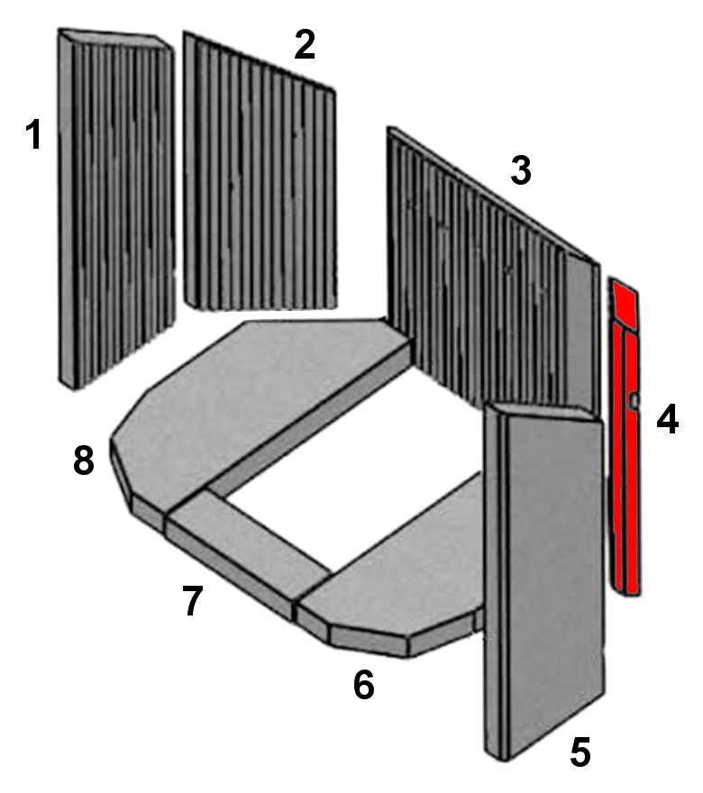 Justus Island Aqua pietra laterale a destra posteriore B Justus Island Aqua pietra laterale a destra posteriore B