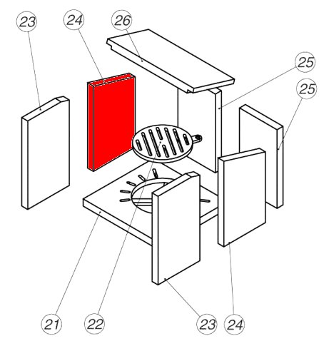 Justus Alamo Seitenstein links hinten A Feuerraumstein Justus Alamo Seitenstein links hinten A Feuerraumstein