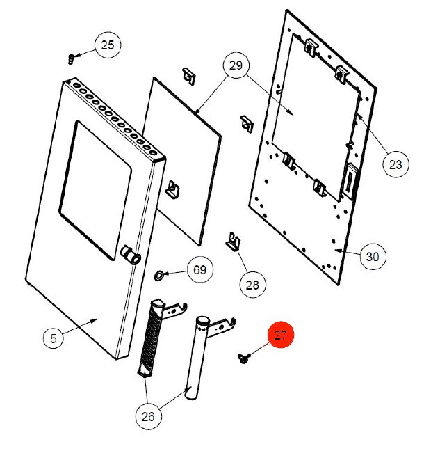 Wamsler W1-40 vite impugnatura sportello focolare rotondo