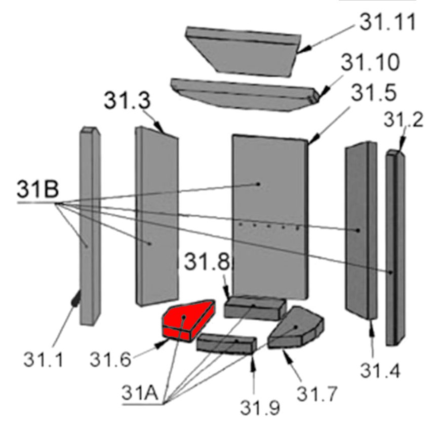 Oranier Pori Type 5545 Bodemsteen links C Oranier Pori Type 5545 Bodemsteen links C