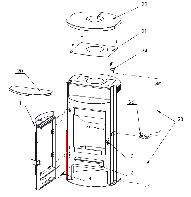 Fireplace Prag rivestimento laterale a sinistra in basso Fireplace Prag rivestimento laterale a sinistra in basso