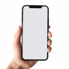 Eine Hand hält ein Handy