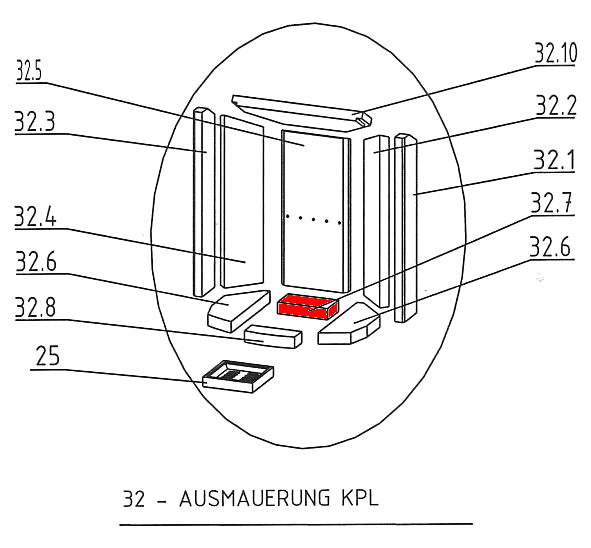 Oranier Arktis 5 Bodenstein hinten A liegender Feuerraumstein Oranier Arktis 5 Bodenstein hinten A liegender Feuerraumstein