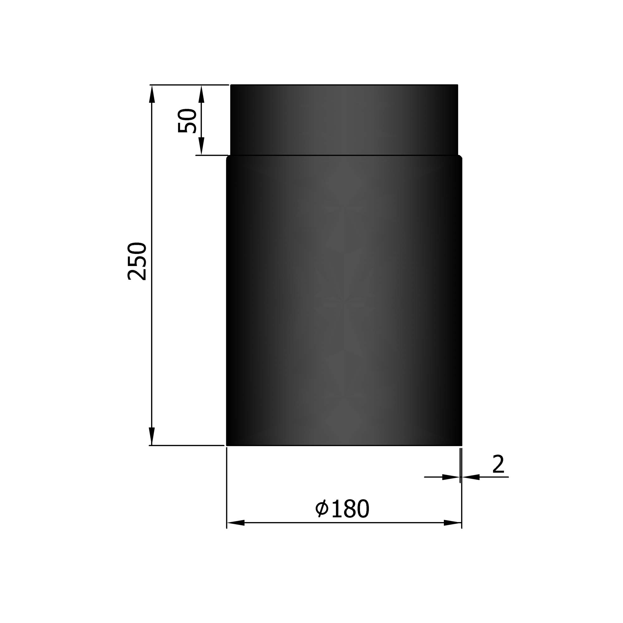 Rauchrohr 250 mm schwarz SM12-110.3