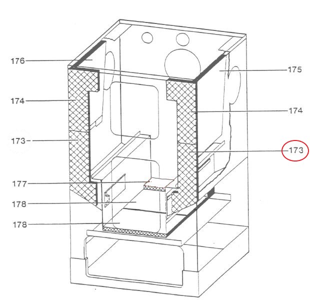 Wamsler Type 15672 Isolatiesteen rechts voorkant onder Wamsler Type 15672 Isolatiesteen rechts voorkant onder