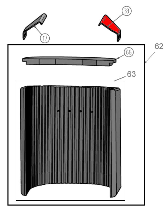 Oranier Polar NEO 8 RLA Déflecteur droite en haut pierre déflecteur de fumée  Oranier Polar NEO 8 RLA Déflecteur droite en haut pierre déflecteur de fumée