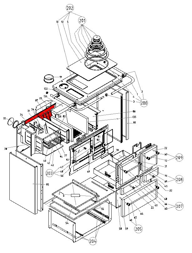 Wamsler K185F/A Achterpaneel A Wamsler K185F/A Achterpaneel A