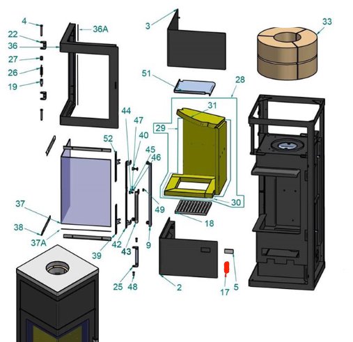 Justus Diego W+ chiusura sportello vano legna