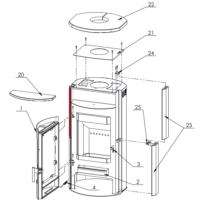 Fireplace Prag habillage latéral gauche haut