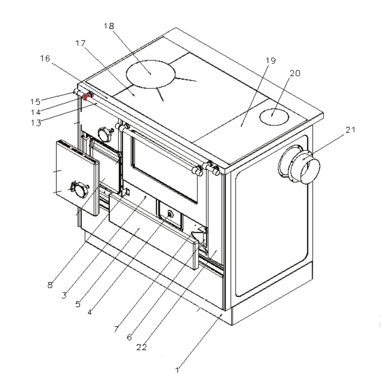 Wamsler K176A-70 fixation tige de poêle Wamsler K176A-70 fixation tige de poêle