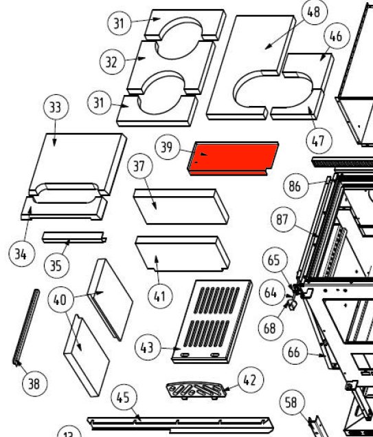 Wamsler W1-90 supporto pietra posteriore A