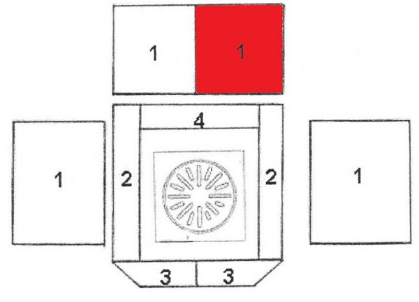 Caminos Kantus Rückwandstein rechts Feuerraumstein Caminos Kantus Rückwandstein rechts Feuerraumstein