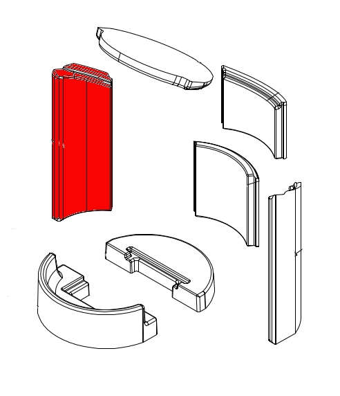 Spartherm Passo XS cegła boczna z lewej strony Spartherm Passo XS cegła boczna z lewej strony