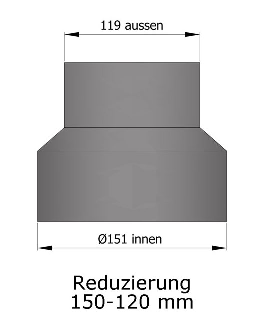 Reduzierung Rauchrohr Stahl hellgrau, weit-eng SM15-910