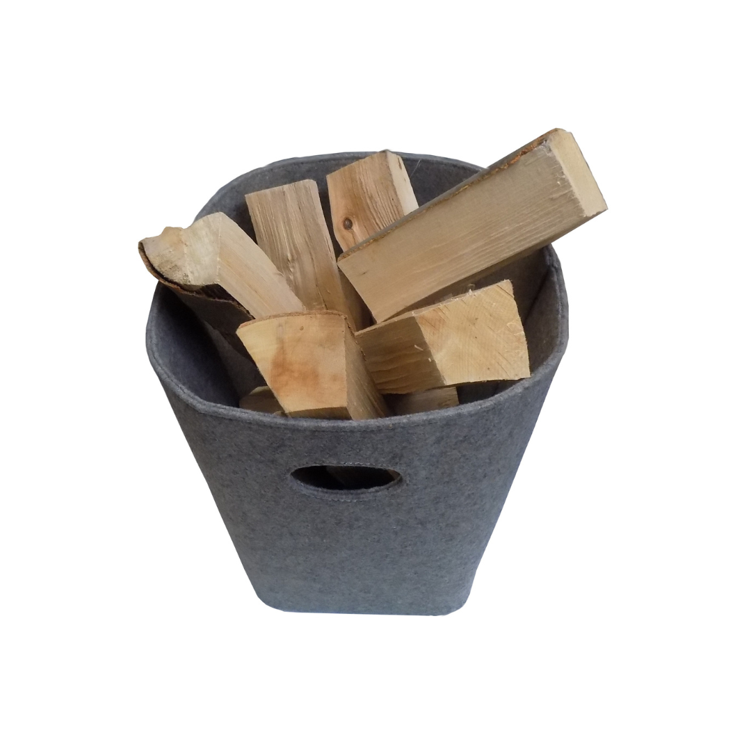 Holzkorb aus Filz, grau