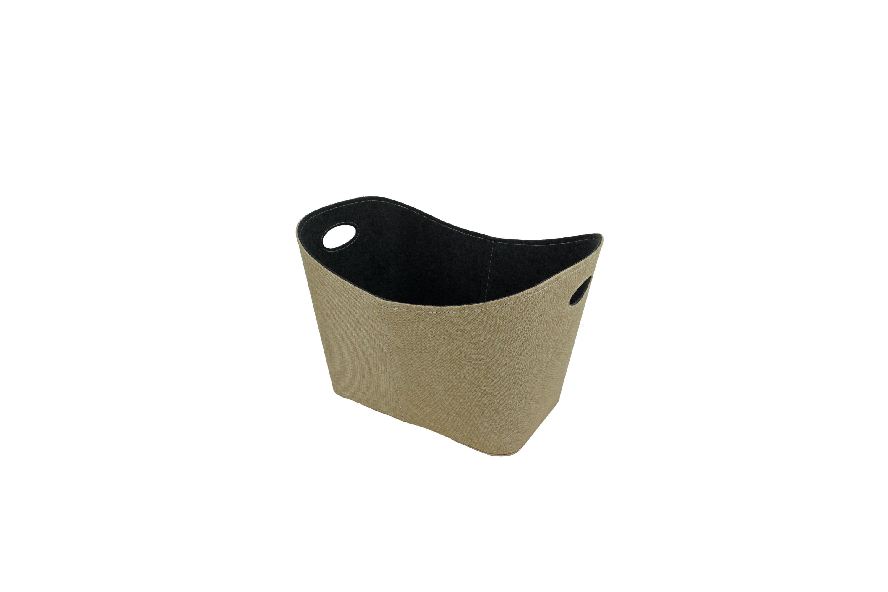 Holzkorb Filz beige mit Jute, 55 x 35 x 40 cm