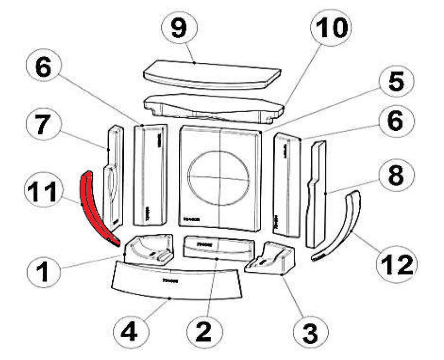 Austroflamm Clou compact Seitenstein links vorne Schamottestein Austroflamm Clou compact Seitenstein links vorne Schamottestein