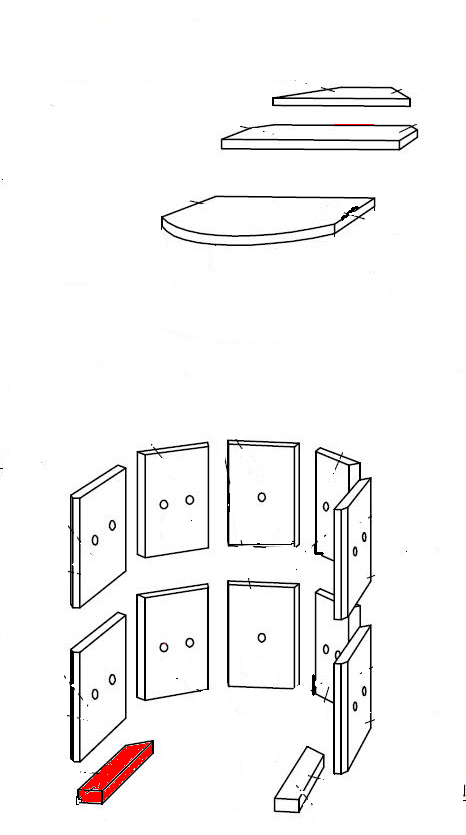 Fireplace Lyon Bodenstein links Explosionszeichnung Fireplace Lyon Bodenstein links Explosionszeichnung