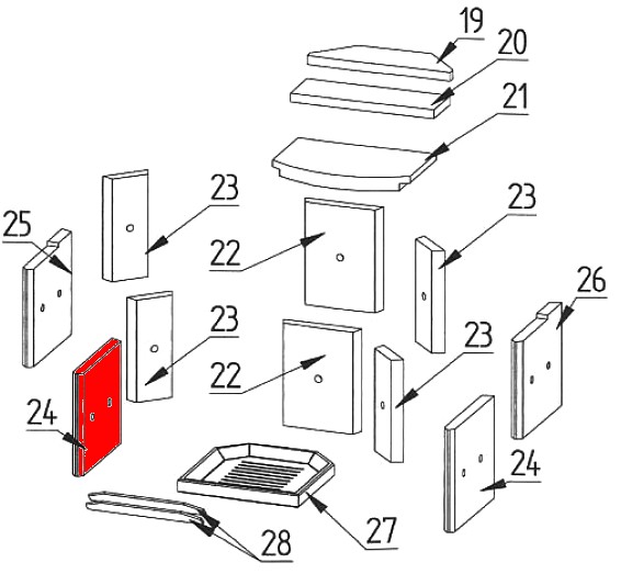 Fireplace Hamburg Seitenstein links unten vorne Vermiculitestein Fireplace Hamburg Seitenstein links unten vorne Vermiculitestein