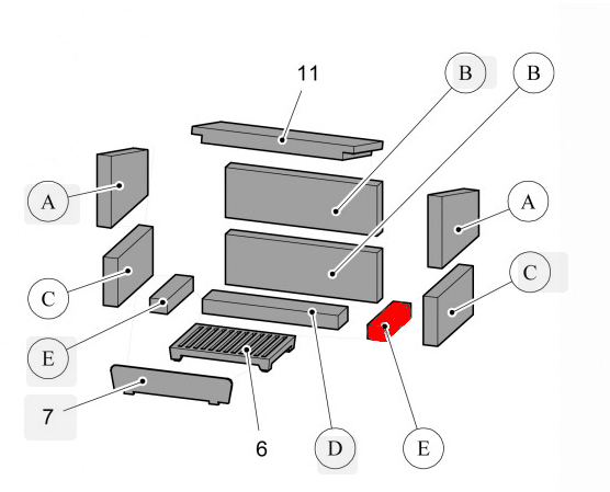 Haas+Sohn Java II 204.14 Bodenstein rechts Brennraumstein Haas+Sohn Java II 204.14 Bodenstein rechts Brennraumstein