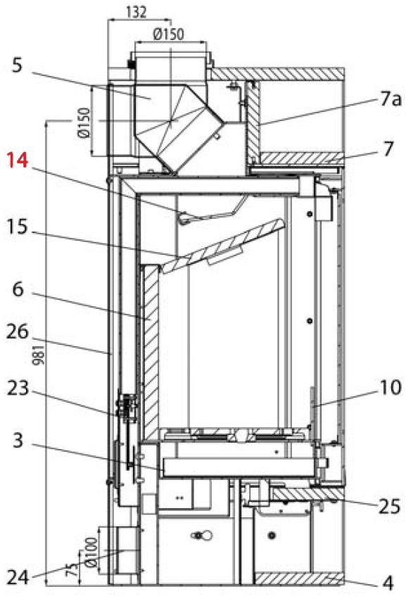 Haas-Sohn Xi 325.15 deflettore di tiraggio in alto