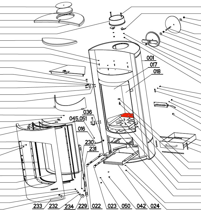 Thorma Malmö Bodenstein hinten Explosionszeichnung Thorma Malmö Bodenstein hinten Explosionszeichnung