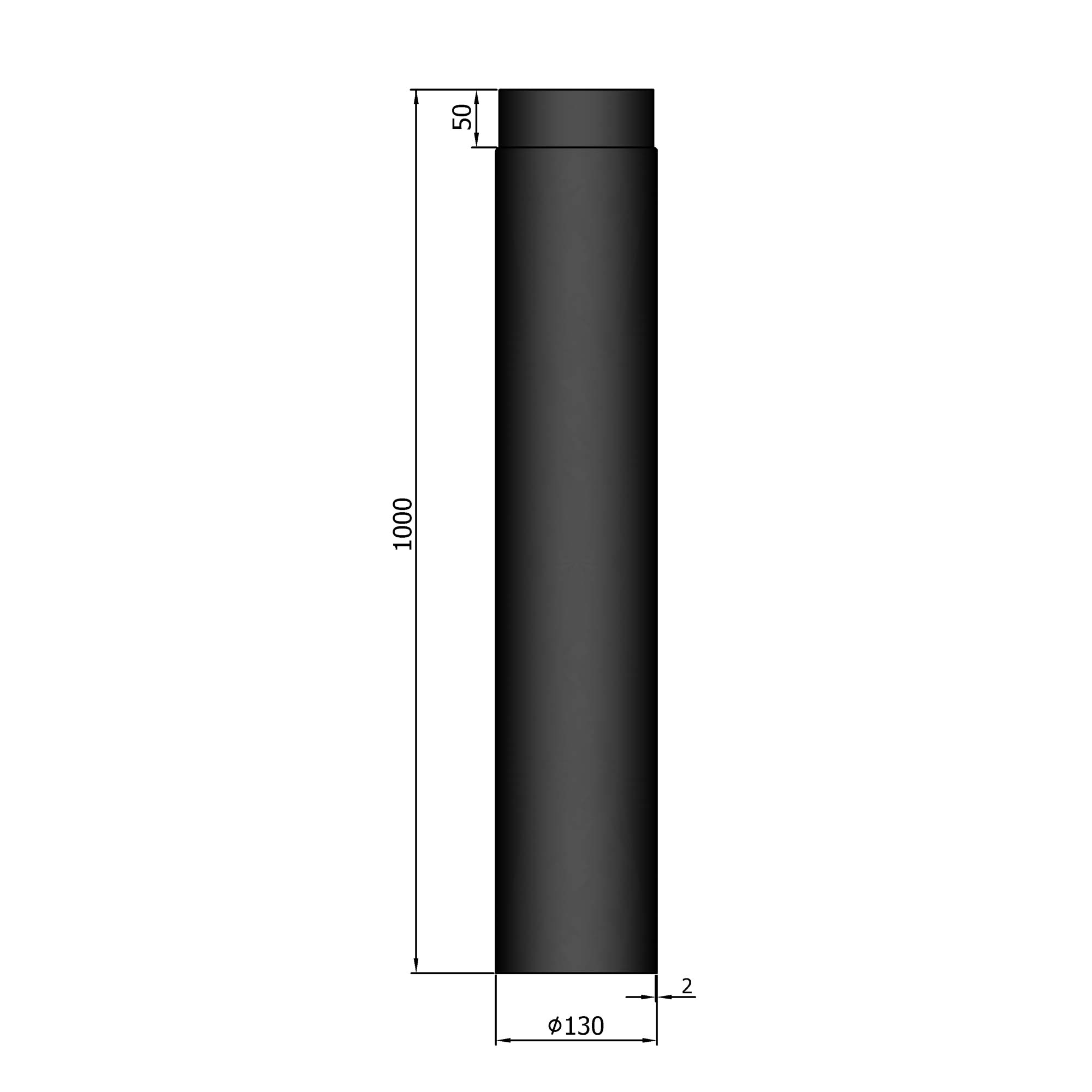 Rauchrohr Stahl 1000 mm schwarz SM12-150.2
