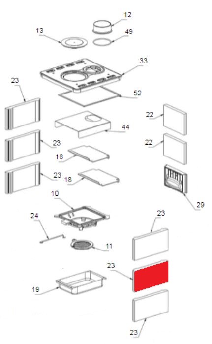 La Nordica Tea Seitenstein rechts mittig Explosionszeichnung La Nordica Tea Seitenstein rechts mittig Explosionszeichnung