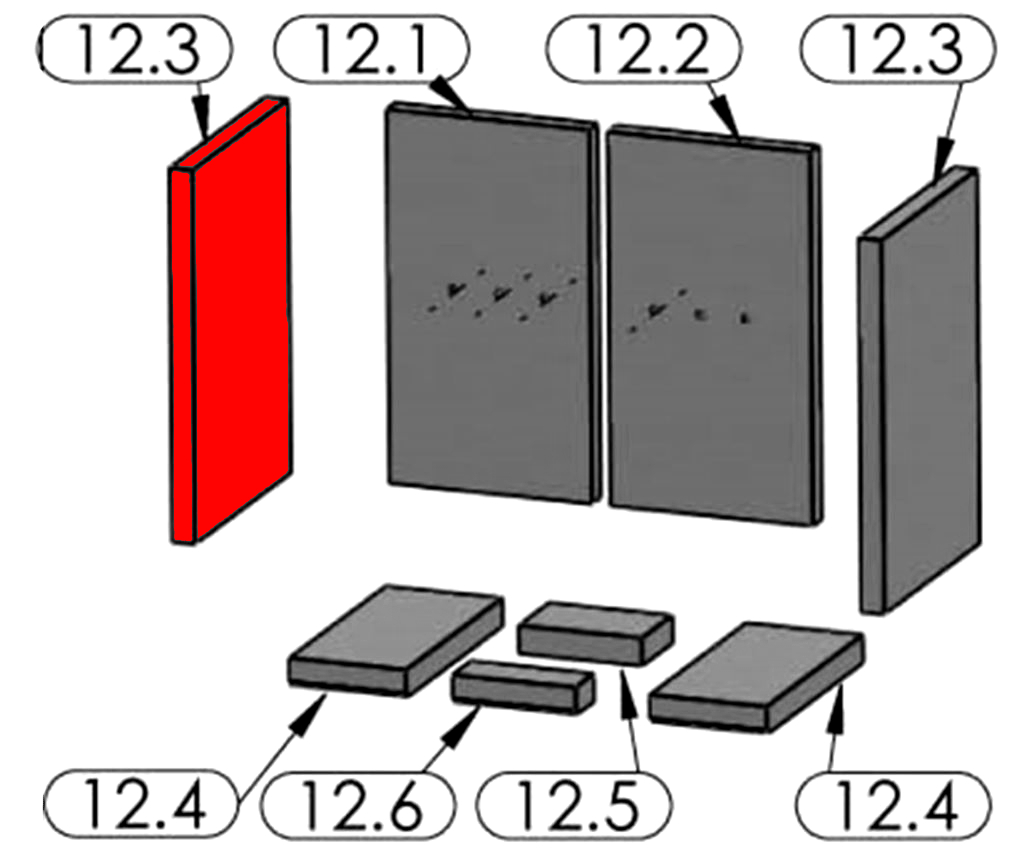Oranier Belt Aqua Panorama Seitenstein links Brennraumstein Oranier Belt Aqua Panorama Seitenstein links Brennraumstein