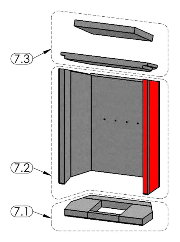 Justus Austin 7 Seitenstein rechts vorne C Feuerraumplatte Justus Austin 7 Seitenstein rechts vorne C Feuerraumplatte