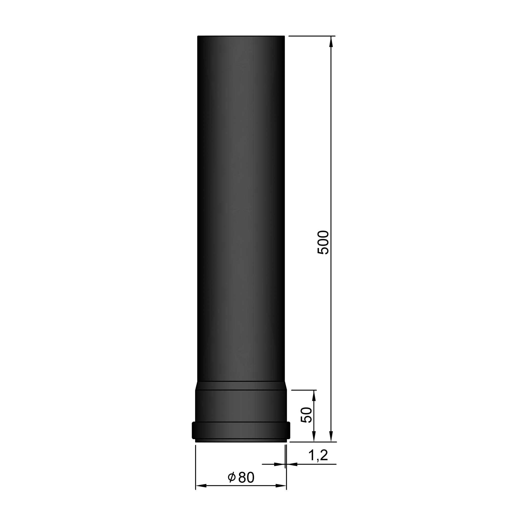 Pellet-Ofenrohr Stahl 500 mm schwarz SM19-130