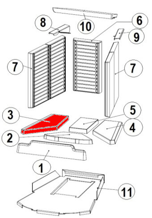 Austroflamm Ceres 450/680 Bodenstein links B Explosionszeichnung Austroflamm Ceres 450/680 Bodenstein links B Explosionszeichnung