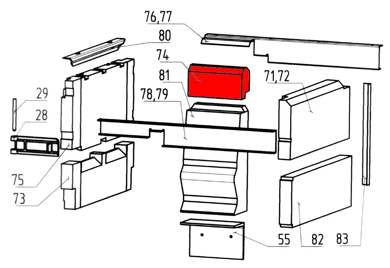 Wamsler K118 Rückwandstein oben B Wamsler K118 Rückwandstein oben B
