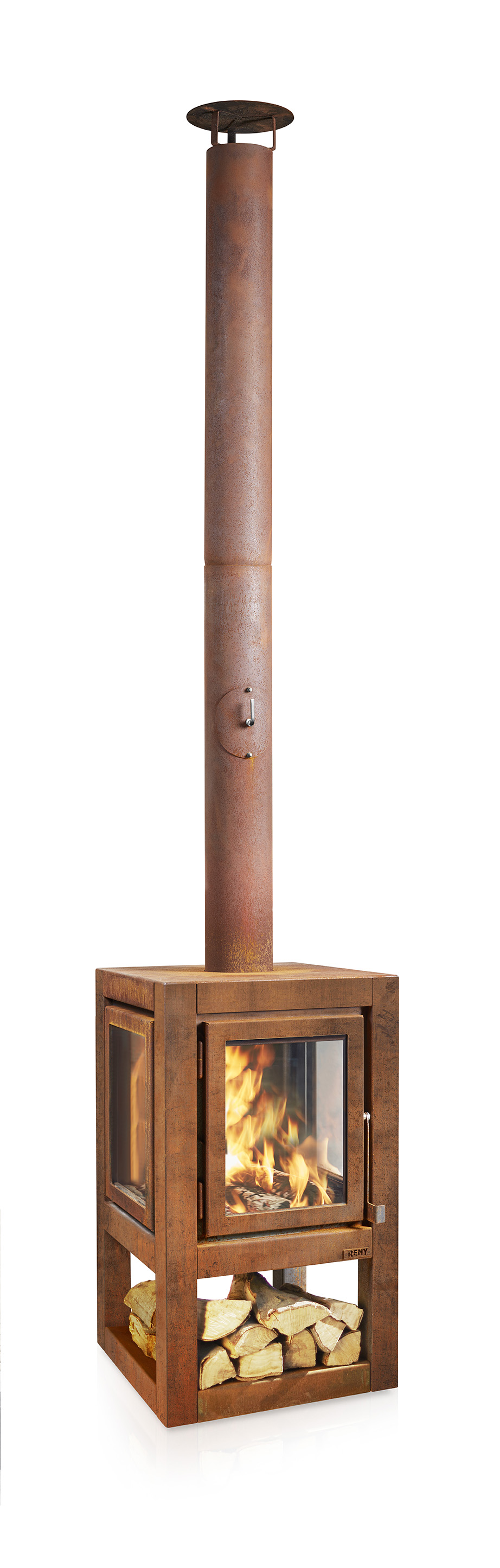 Terrassenkamin Cortenstahl RB73 QUARUBA XL MOBILE – gerostet SMQuarubaXLm-G