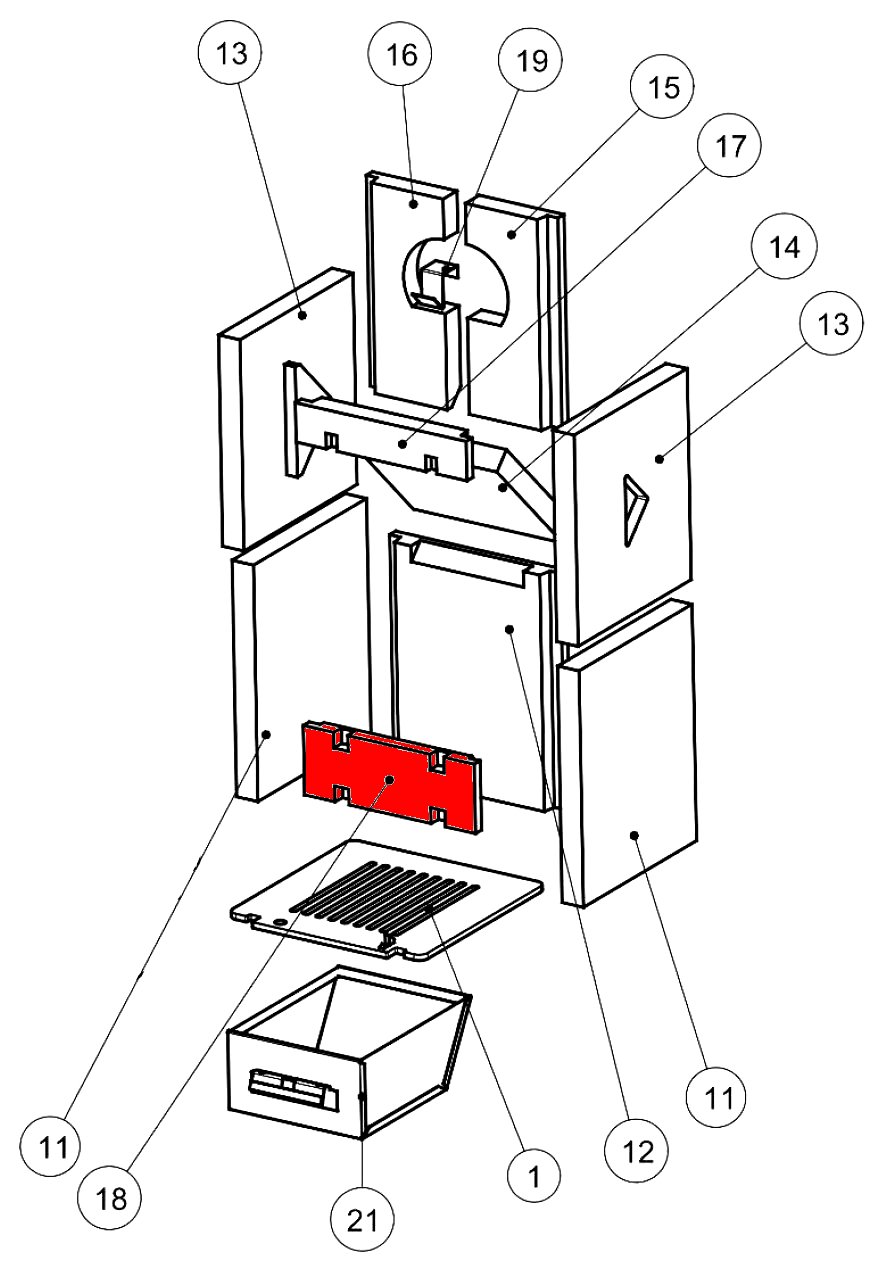 Wamsler Colorado cegła przednia na dole Wamsler Colorado cegła przednia na dole