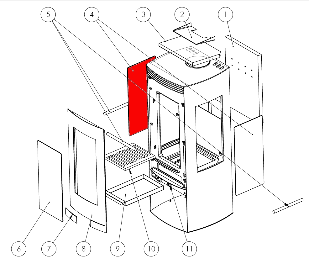 Panadero Alba sideglas venstre Panadero Alba sideglas venstre
