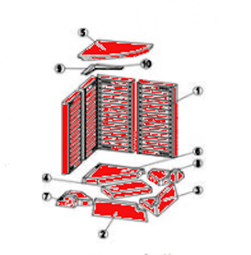 Austroflamm 55x55x51 K eck revêtement de chambre de combustion