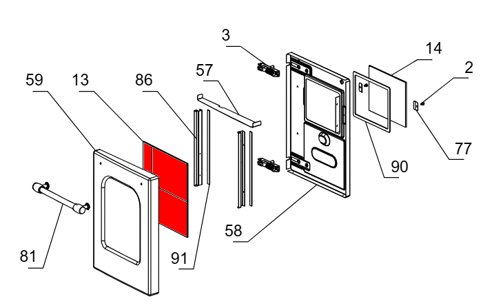 La Nordica Sovrana vetro esterno focolare