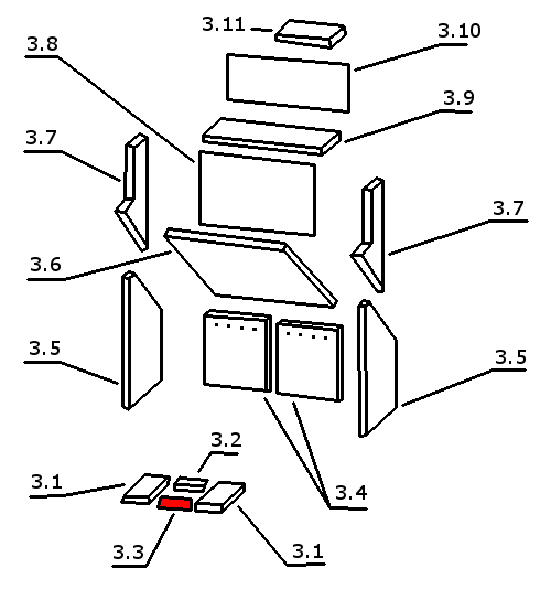 Oranier Stockholm 6 Bodenstein vorne D liegender Brennraumstein Oranier Stockholm 6 Bodenstein vorne D liegender Brennraumstein