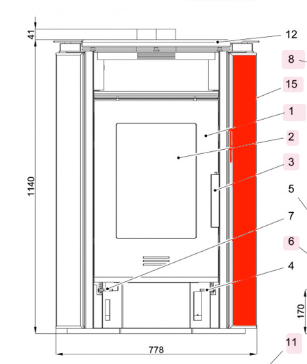 Haas-Sohn Kuopio 265.17 rivestimento laterale a destra serpentino Haas-Sohn Kuopio 265.17 rivestimento laterale a destra serpentino