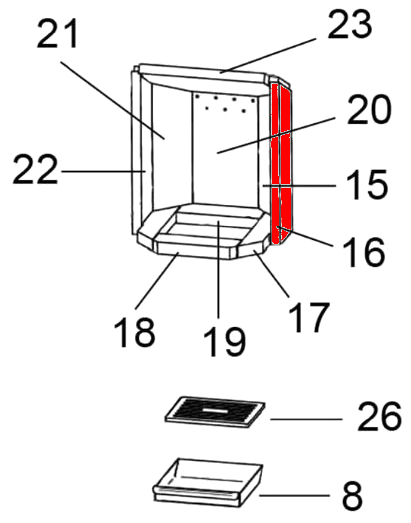 Justus Usedom 7 Seitenstein rechts vorne stehender Feuerraumstein Justus Usedom 7 Seitenstein rechts vorne stehender Feuerraumstein