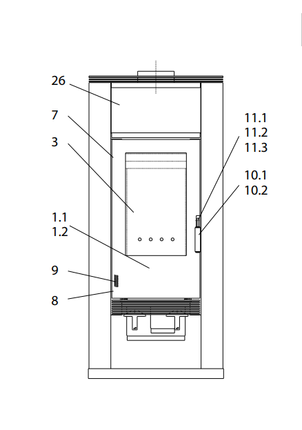 Wodtke Momo Water Scharnier boven Verbrandingskamerdeur
