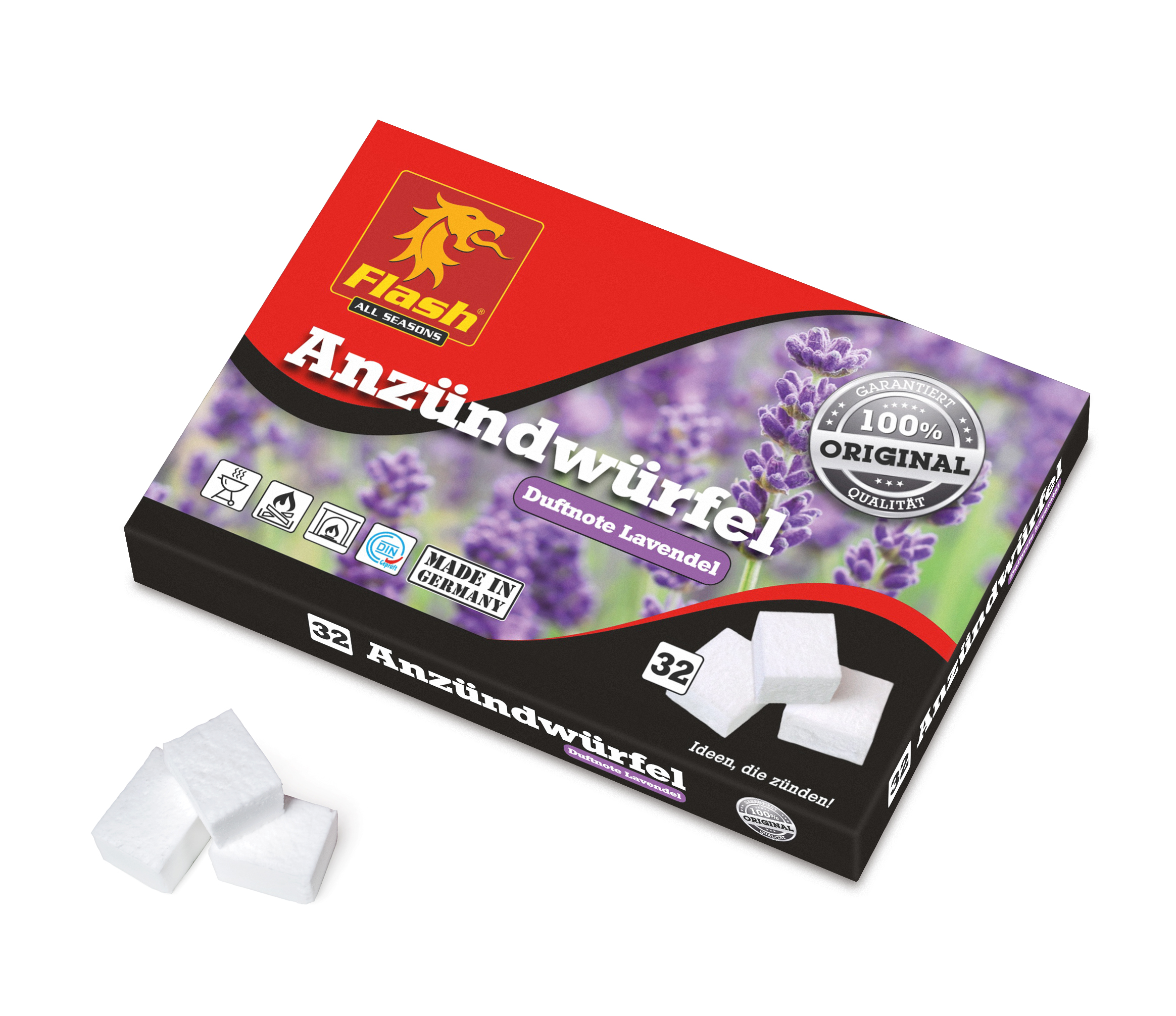 Flash Kaminanzünder Wachs Lavendel, 32 Würfel Flash Kaminanzünder Wachs Lavendel, 32 Würfel