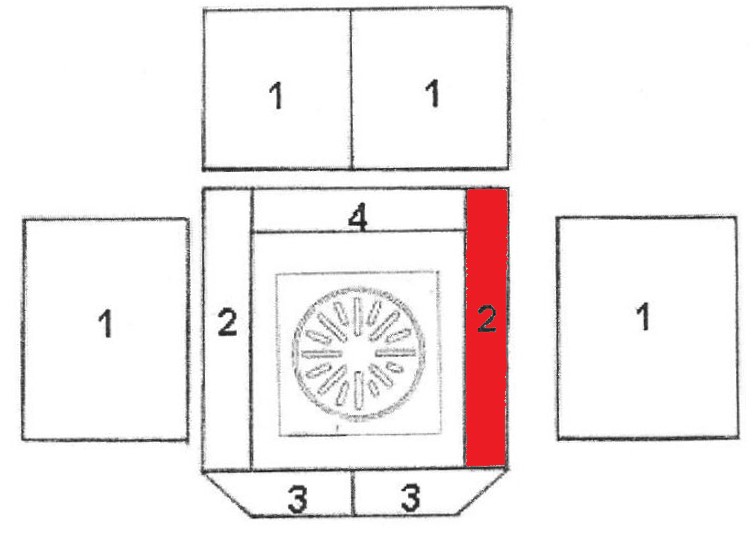 Caminos Kantus Bodenstein rechts Brennraumstein Caminos Kantus Bodenstein rechts Brennraumstein